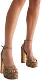 Josy-6 by Liliana – Glam Metallic Platform Sandal with Chunky Heel