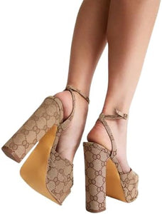 Josy-6 by Liliana – Glam Metallic Platform Sandal with Chunky Heel