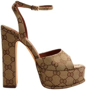 Josy-6 by Liliana – Glam Metallic Platform Sandal with Chunky Heel