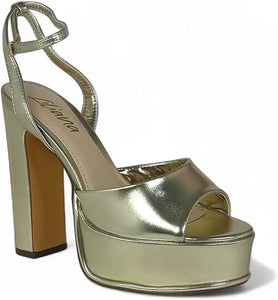 Josy-6 by Liliana – Glam Metallic Platform Sandal with Chunky Heel