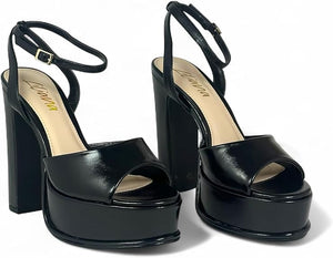Josy-6 by Liliana – Glam Metallic Platform Sandal with Chunky Heel