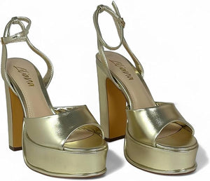 Josy-6 by Liliana – Glam Metallic Platform Sandal with Chunky Heel