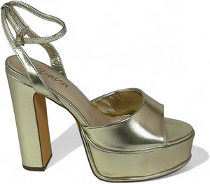 Josy-6 by Liliana – Glam Metallic Platform Sandal with Chunky Heel
