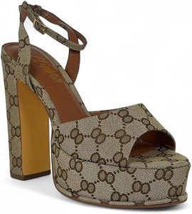 Josy-6 by Liliana – Glam Metallic Platform Sandal with Chunky Heel