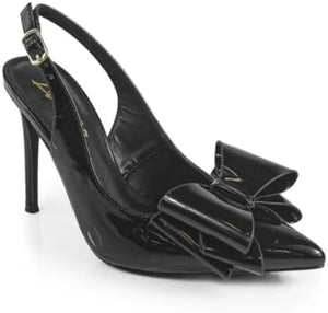 Lana-1 by Liliana – pointed-toe slingback stiletto heel with decorative bow detail