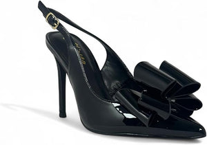Lana-1 by Liliana – pointed-toe slingback stiletto heel with decorative bow detail
