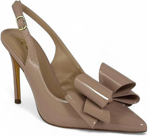 Lana-1 by Liliana – pointed-toe slingback stiletto heel with decorative bow detail