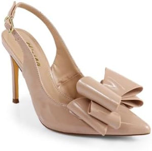 Lana-1 by Liliana – pointed-toe slingback stiletto heel with decorative bow detail