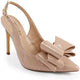 Lana-1 by Liliana – pointed-toe slingback stiletto heel with decorative bow detail