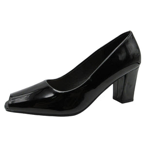 Black high-heeled shoe on a white background