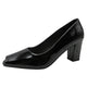 Black high-heeled shoe on a white background
