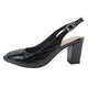Black crocodile-patterned high-heeled shoe on a white background