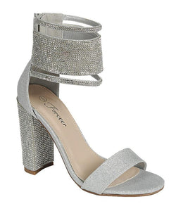Quality-84 - Forever Link Rhinestone Straps Chunky Heel Sandals - ShoeFad
